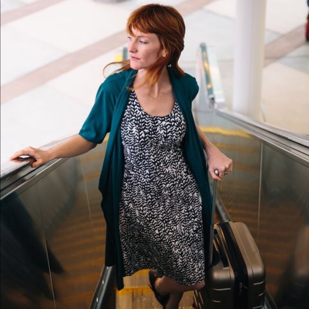 Betabrand Travel Wrap Dress (teal)